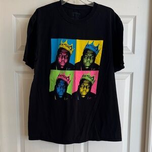 Black Notorious BIG Biggie Smalls Graphic T-Shirt with Neon Pop Art Design XL